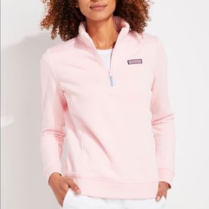 Vineyard vines shep shirt womens pink 1/4 zip sweater